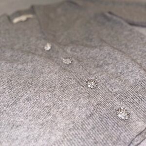 Loft coquette rhinestone buttons sweater